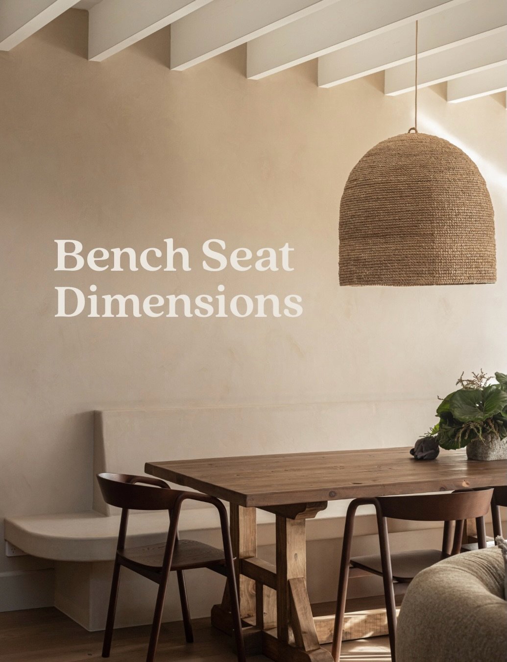 Commonly asked bench seat dimensions. Comment &ldquo;Living&rdquo; and we&rsquo;ll send you the link to room details 🫶🏼 #BayBuilds #Benchseat #Dining #DiningTable