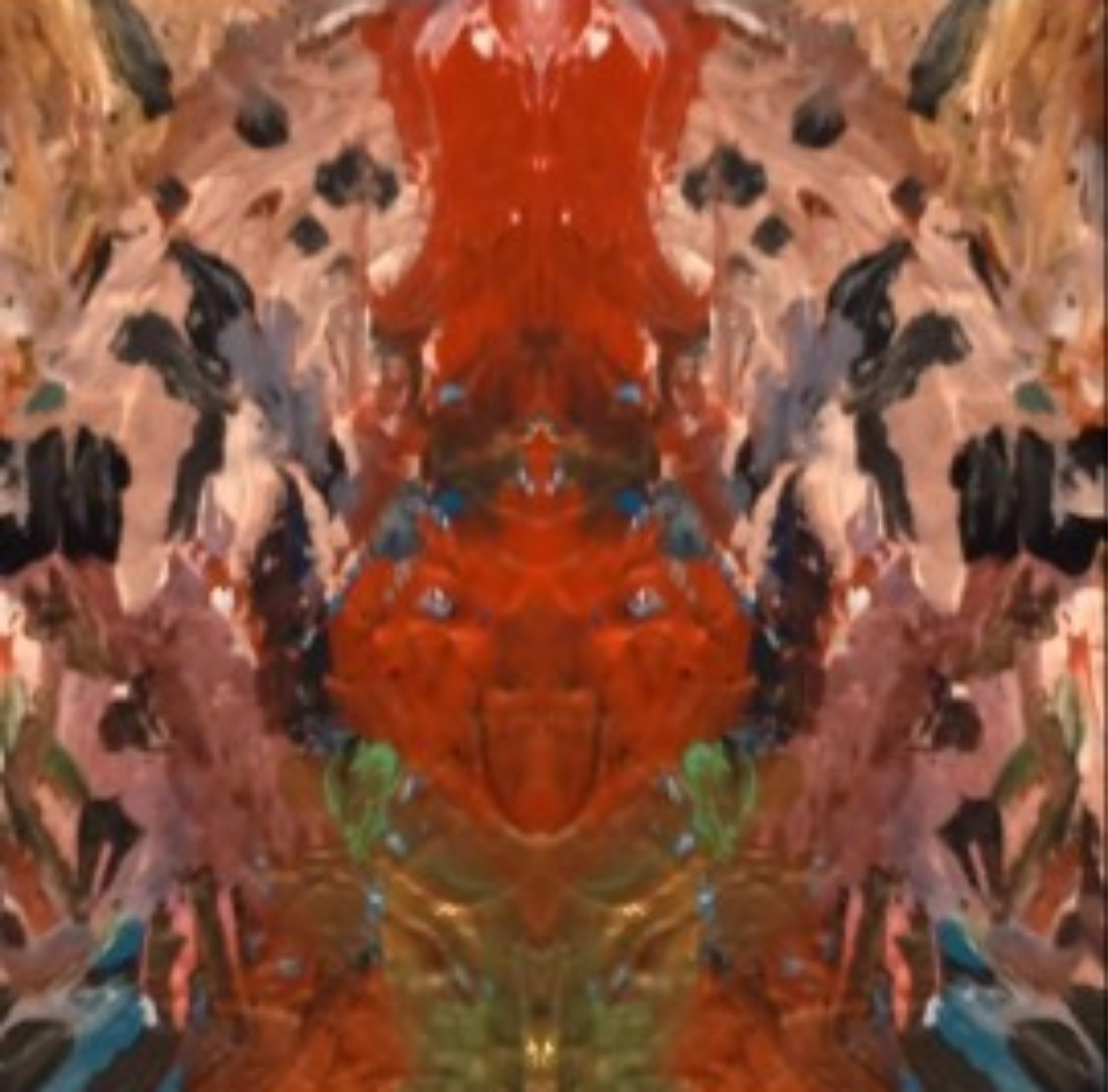 A kaleidoscopic pattern created from various colorful objects, including what appears to be candies and confetti, arranged symmetrically.