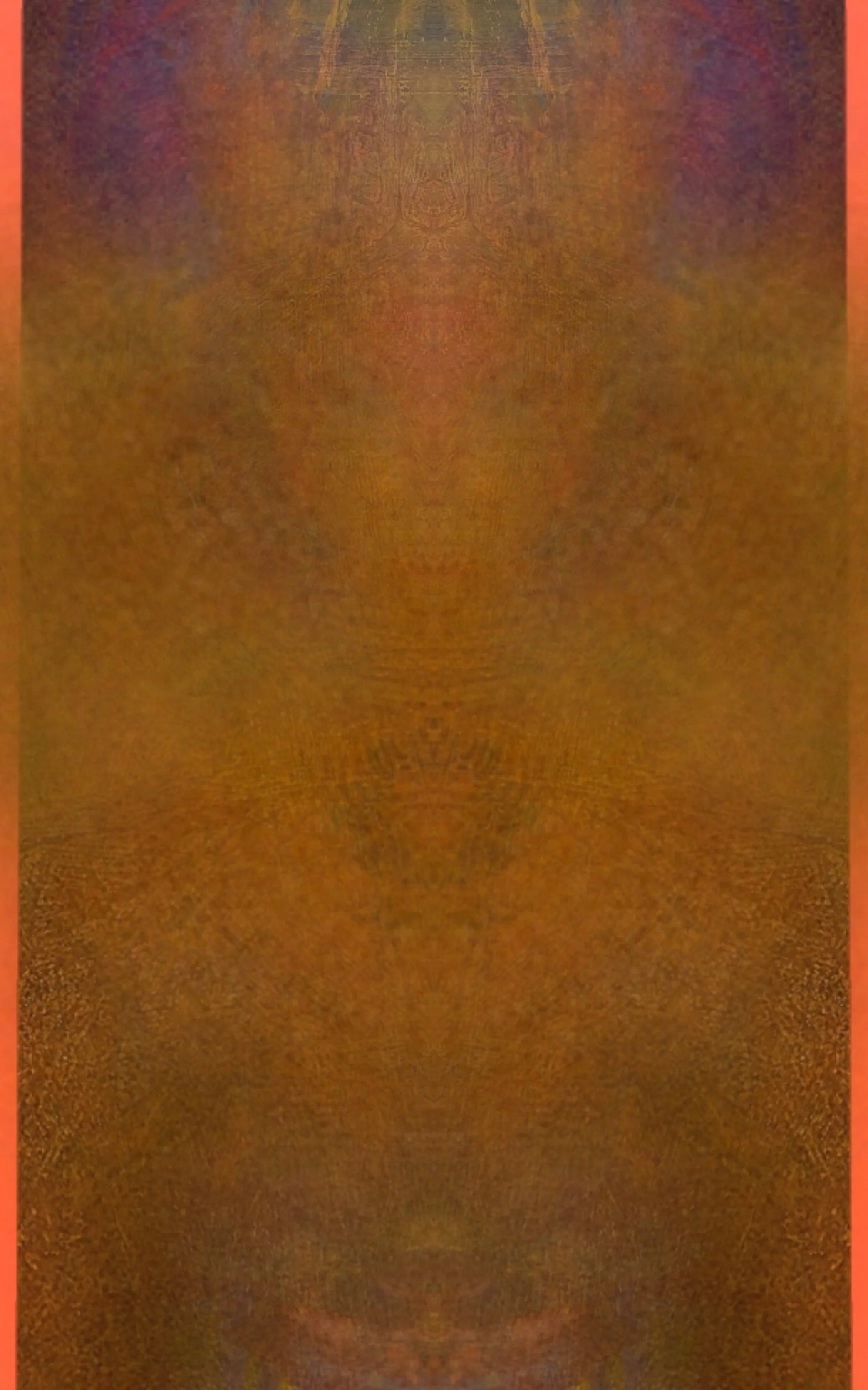 Abstract image with symmetrical patterns in shades of brown, orange, and purple.