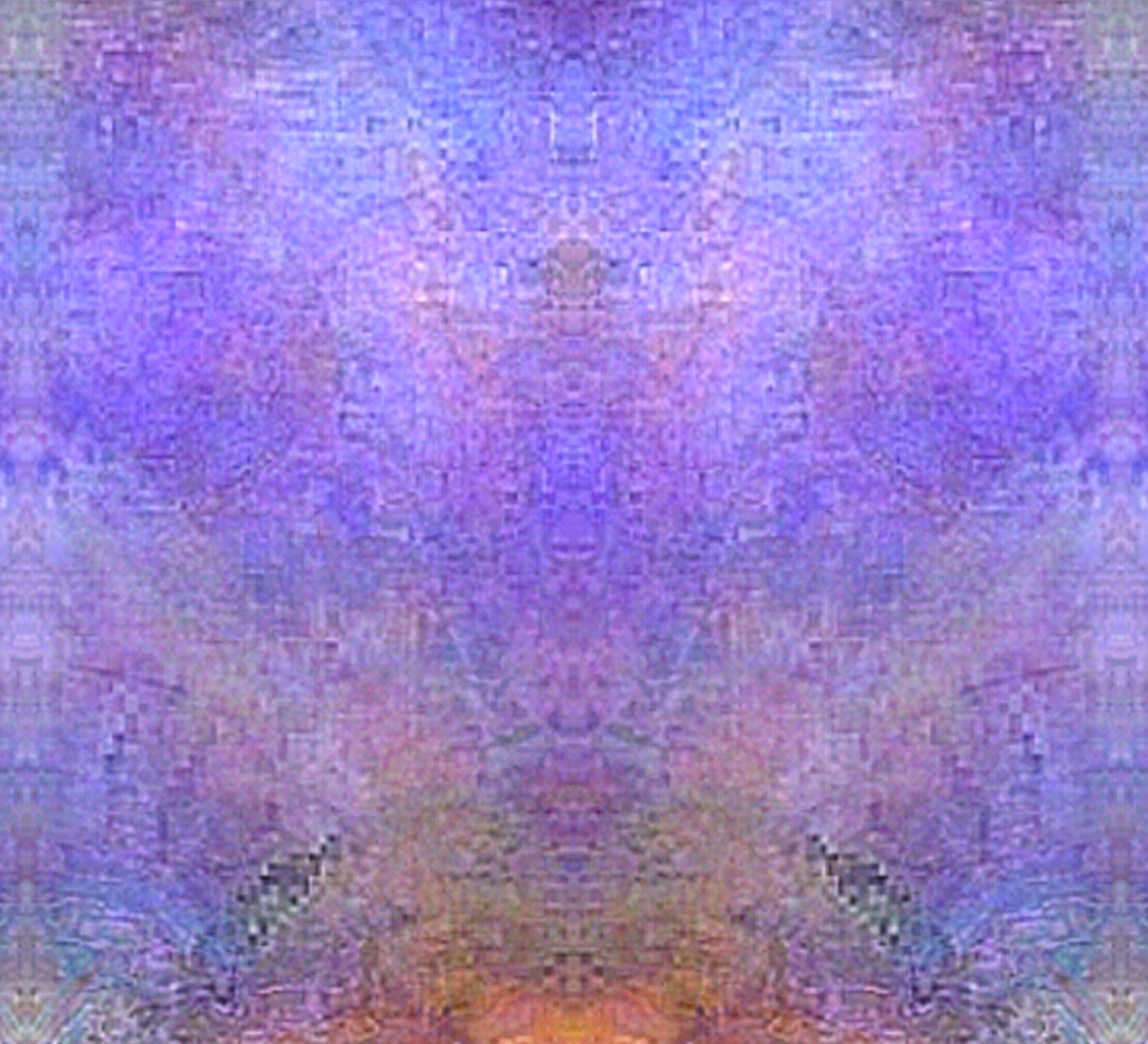 Close-up of a textured surface with purple and blue hues and a faint rainbow reflection at the bottom.