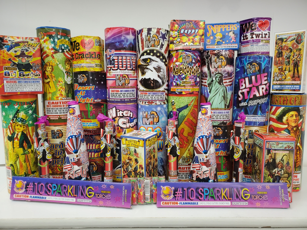Xtreme Fireworks features assortment boxes including rockets, sparklers, and firecrackers, buy 1 get 1 free assortments, for July 4th celebrations and other special occasions