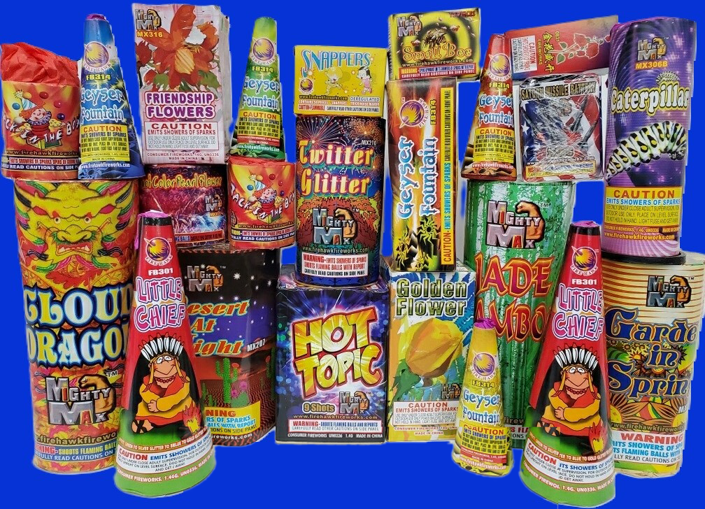 Xtreme Fireworks features assortment boxes including rockets, sparklers, and firecrackers, buy 1 get 1 free assortments, for July 4th celebrations and other special occasions