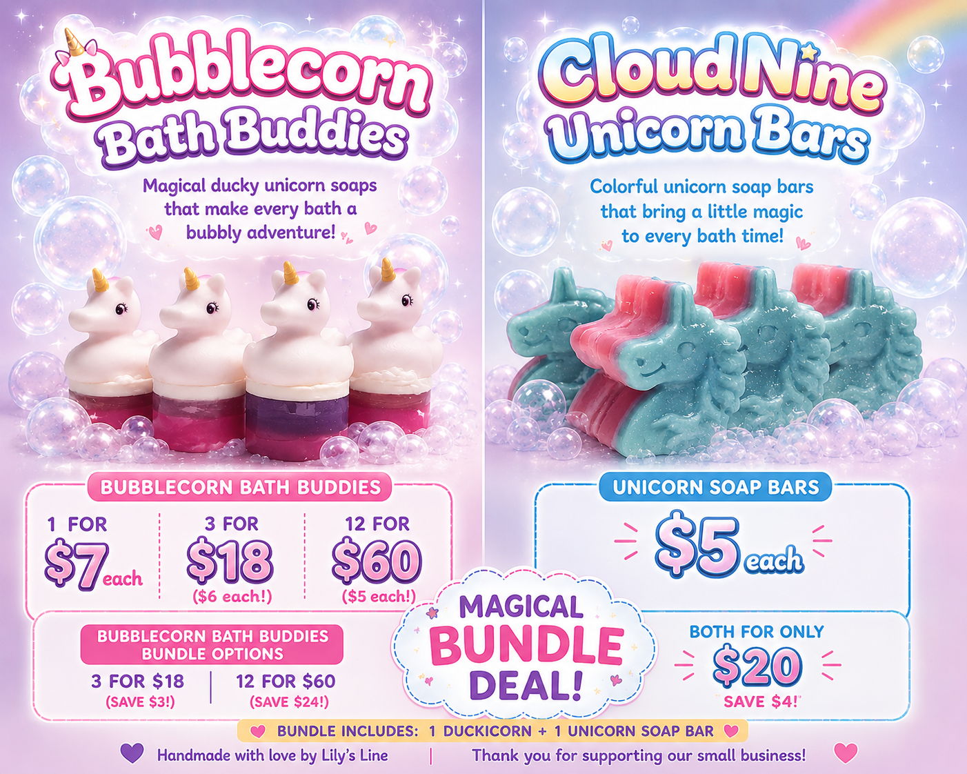 Bubblecorn Bath Buddies Bundle 3 for $18
