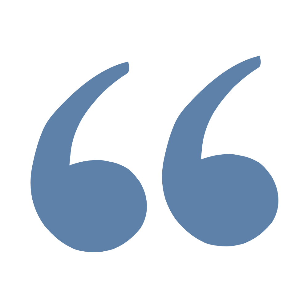 Large blue quotation marks on a black background.