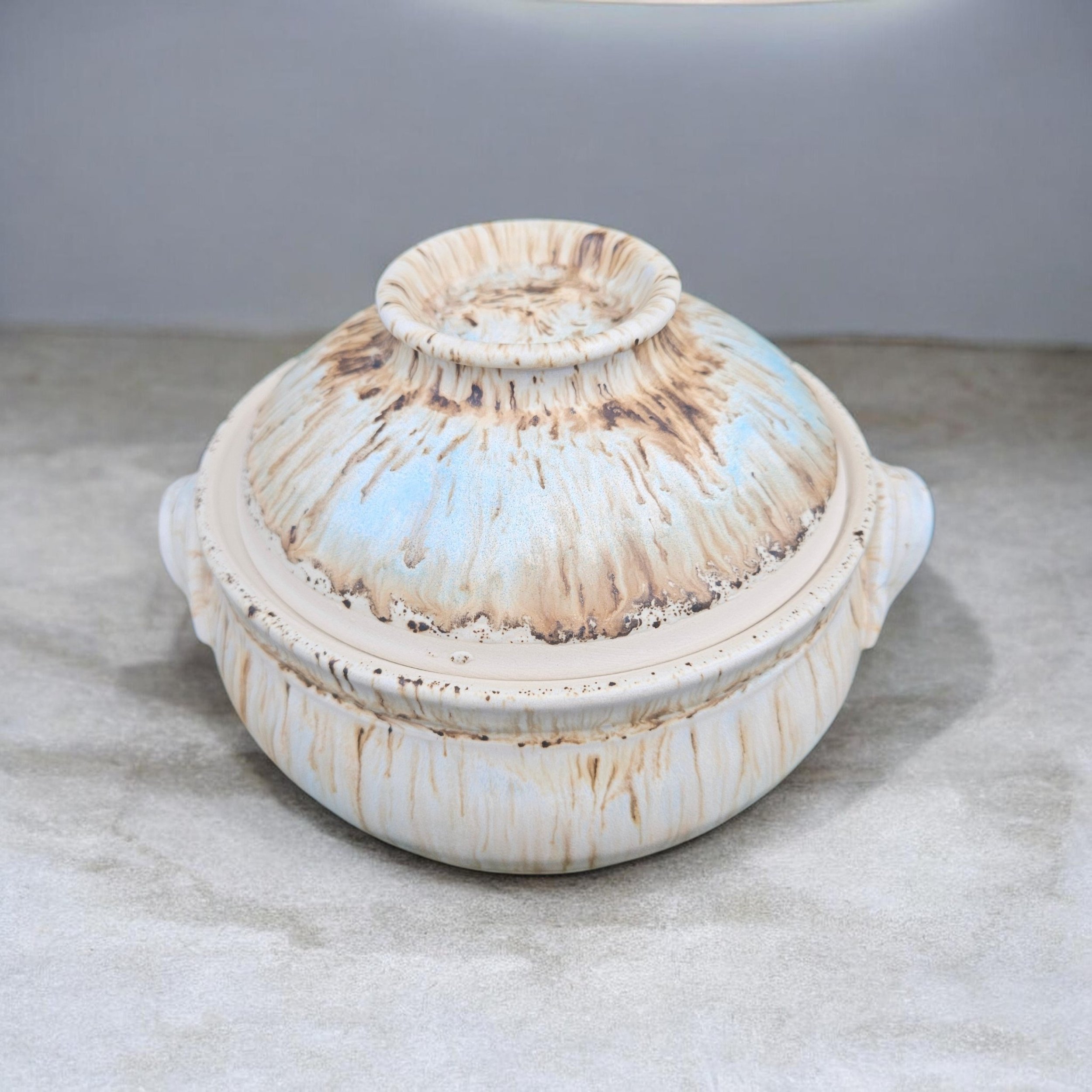 Wheel thrown, Deep Stoneware Casserole.