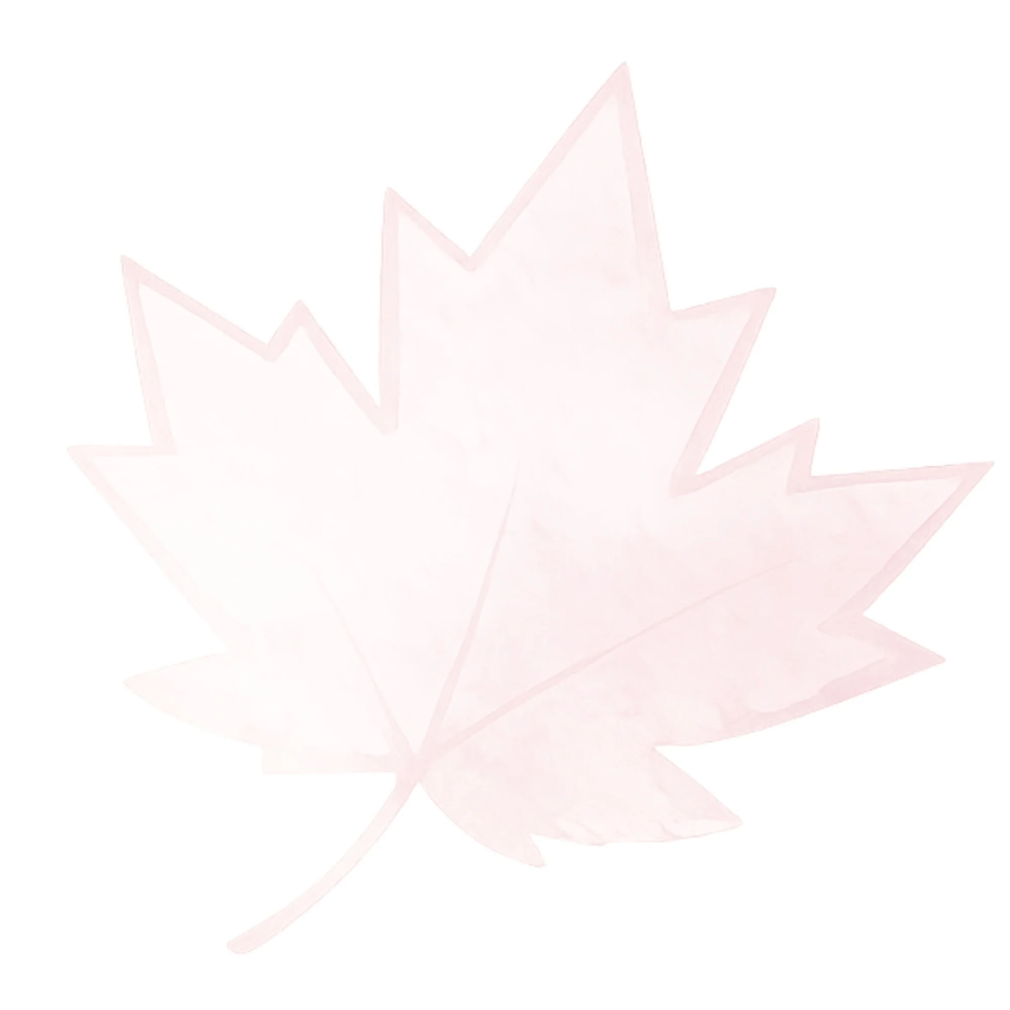 Light pink watercolor maple leaf with faint borders on a white background.