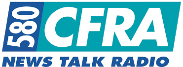 Logo of C.F.R.A. News Talk Radio, including the number 580 and text in blue and black.