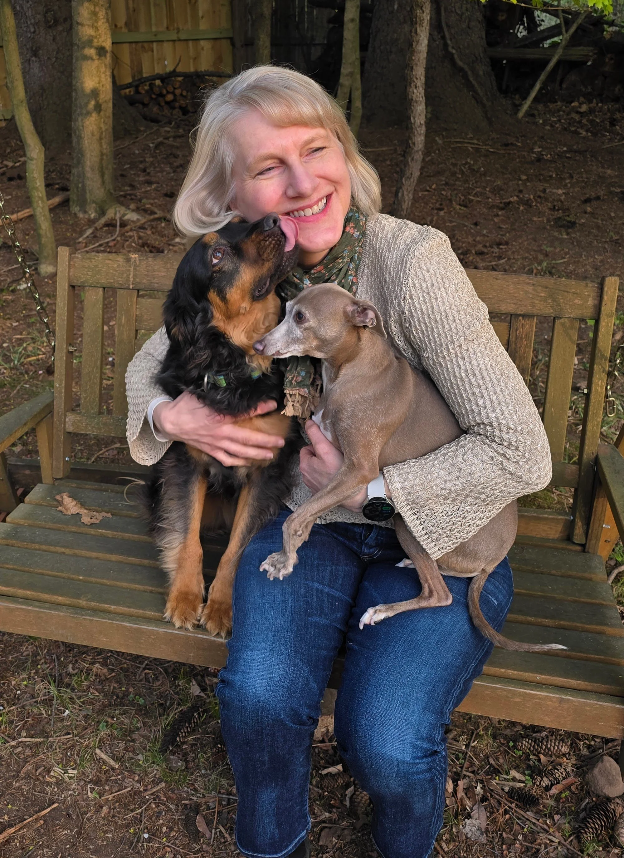Kisses for Michelle, owner and dog trainer at The Little Dog Retreat — boutique small dog boarding, Hudson Valley NY