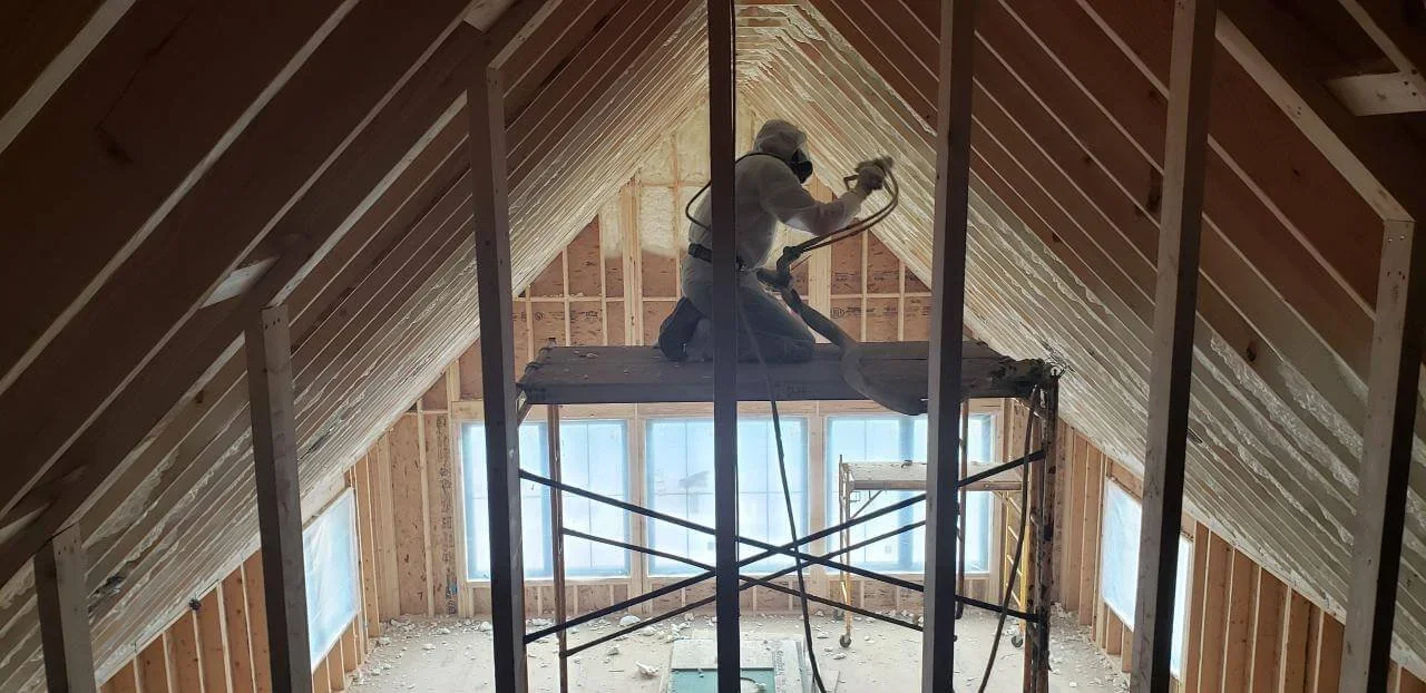 professional attic spray foam insulation installation along roof deck professional attic spray foam insulation installation along roof deck