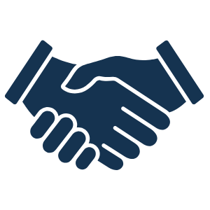 Illustration of two hands shaking in agreement.