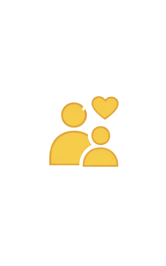 Illustration of two stylized human figures, one larger and one smaller, with a heart symbol above their heads, representing love or relationship.