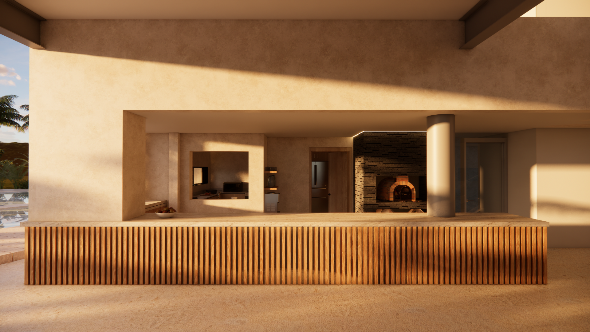 Palapa contemporánea frente