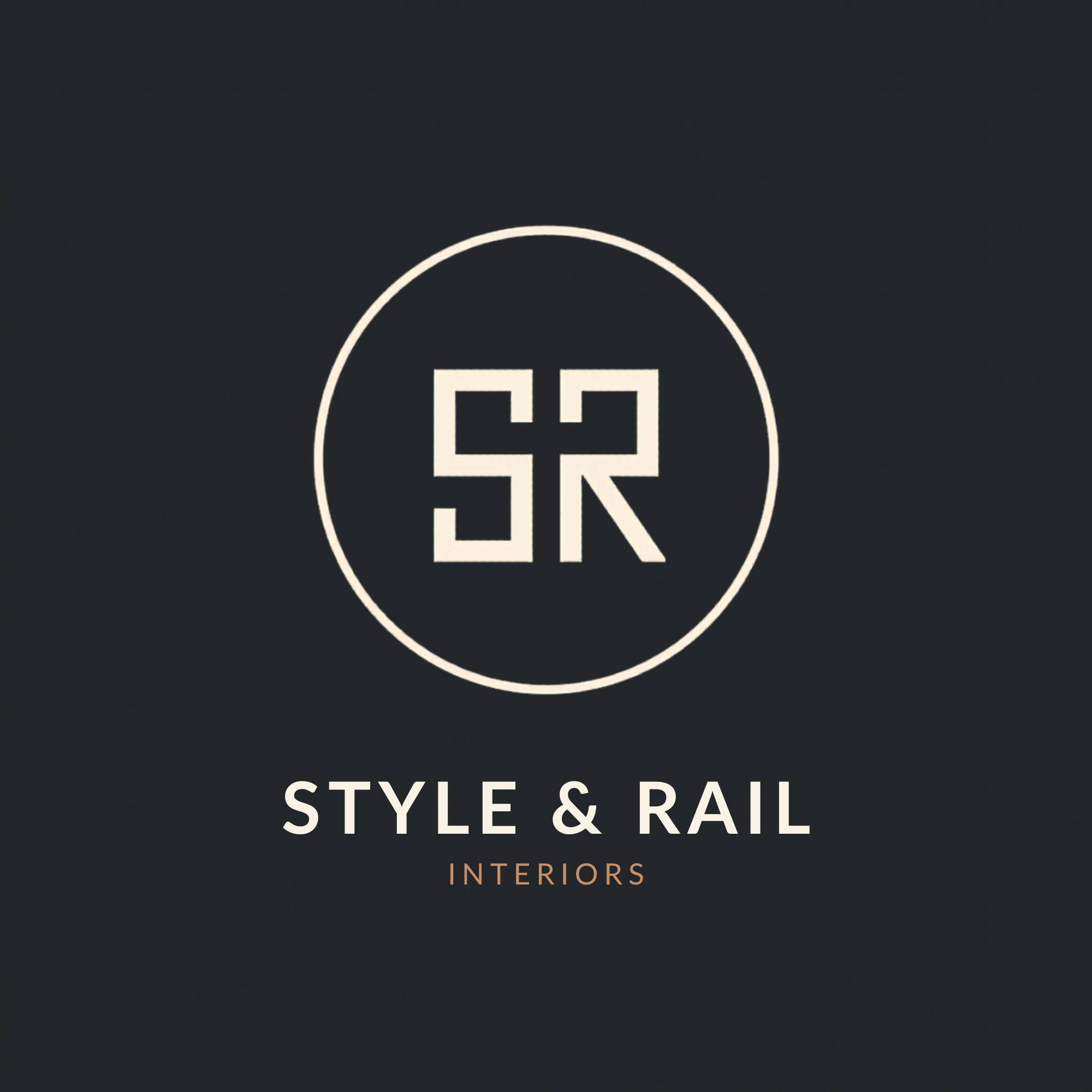 Logo for Style & Rail Interiors featuring stylized initials SR inside a circle on a dark background.