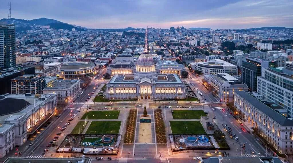Aerial view of San Francisco’s City Hall.