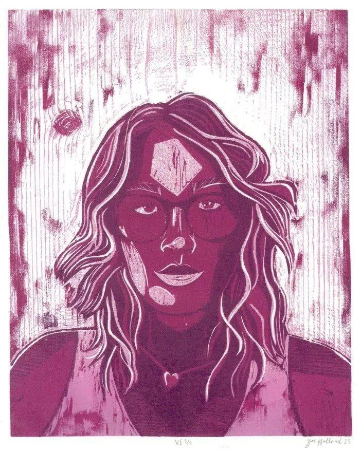 Self Portrait VE2 | Spring 2025 | Reduction Wood Block Print