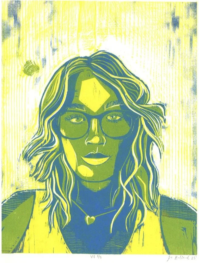 Self Portrait VE1 | Spring 2025 | Reduction Wood Block Print