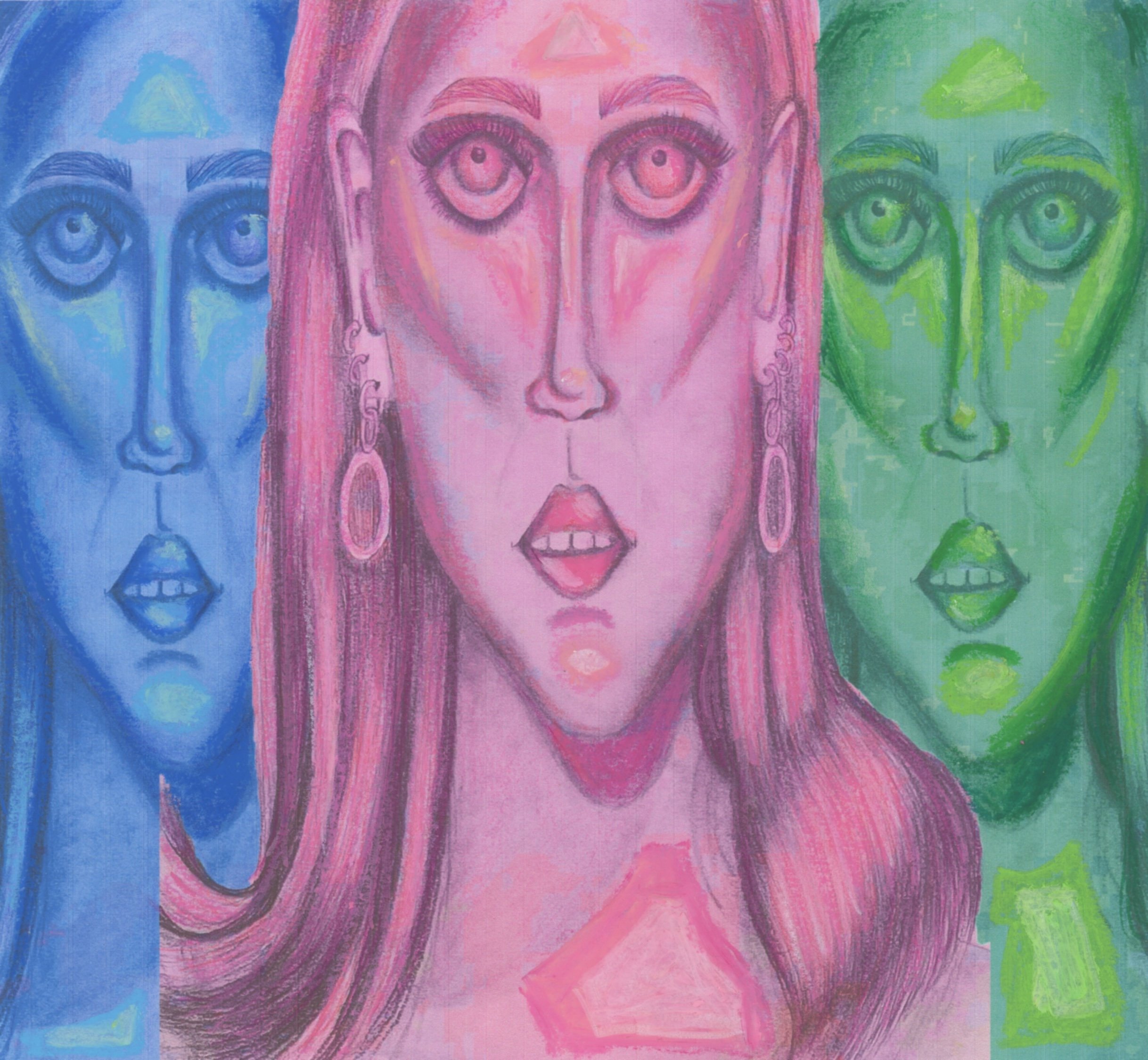 Color Editing 1 w/ Mixed Media | Spring 2024 | Adobe Photoshop, Colored Pencils, Oil Pastels