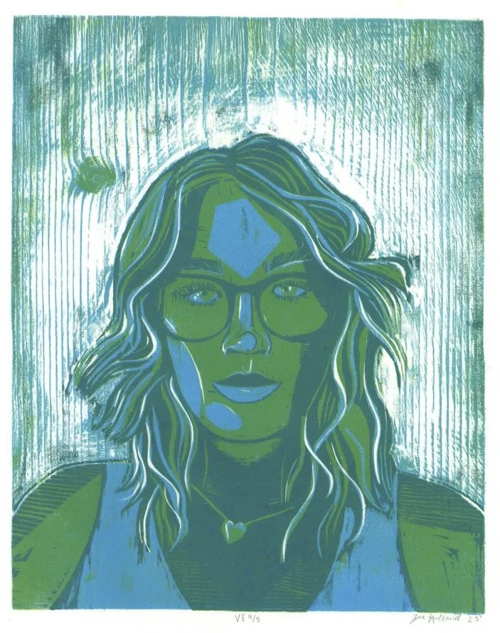 Self Portrait VE3 | Spring 2025 | Reduction Wood Block Print