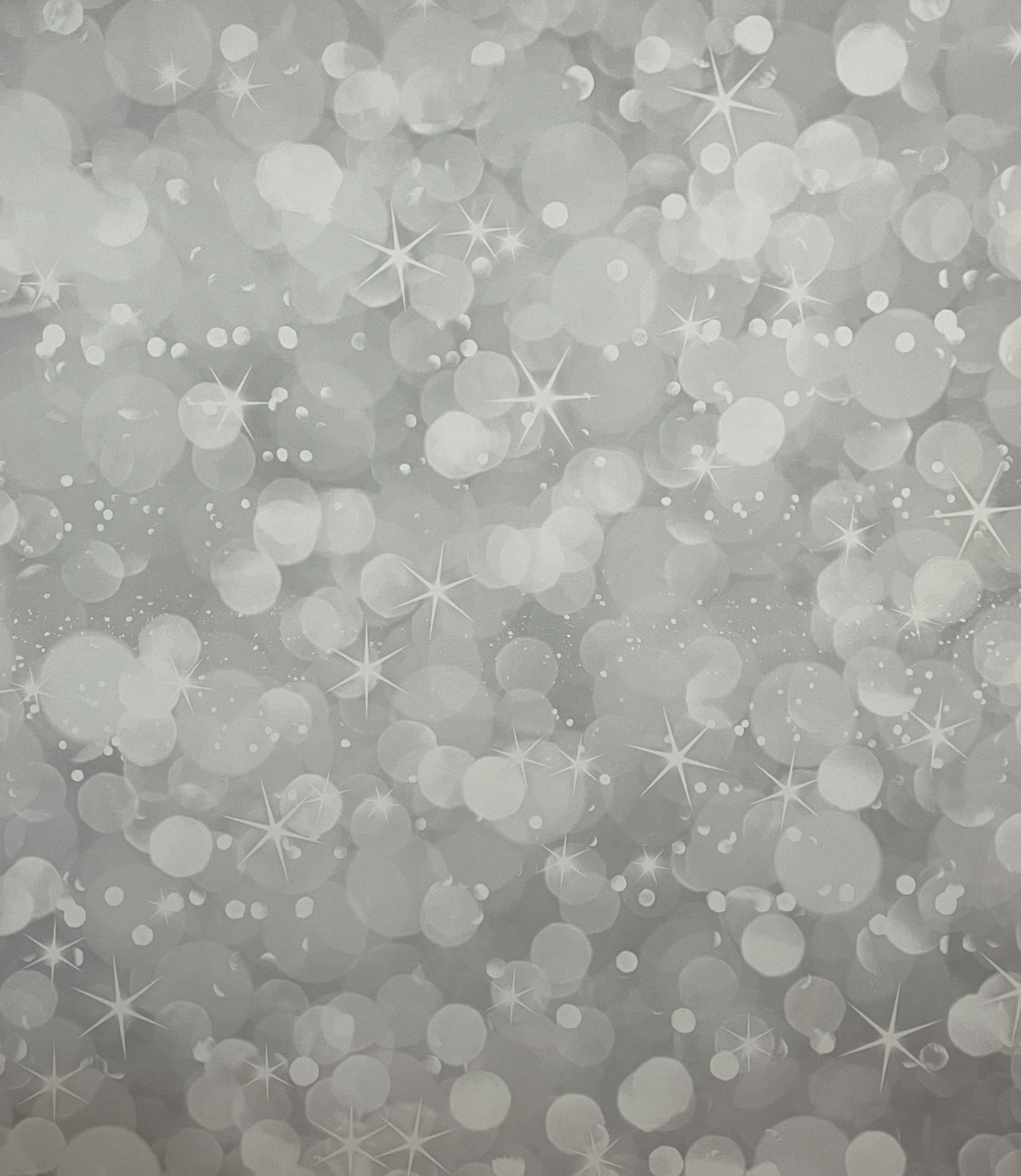 Gray with various white bokeh lights and star-shaped sparkles, resembling a festive or glamorous pattern photobooth backdrop