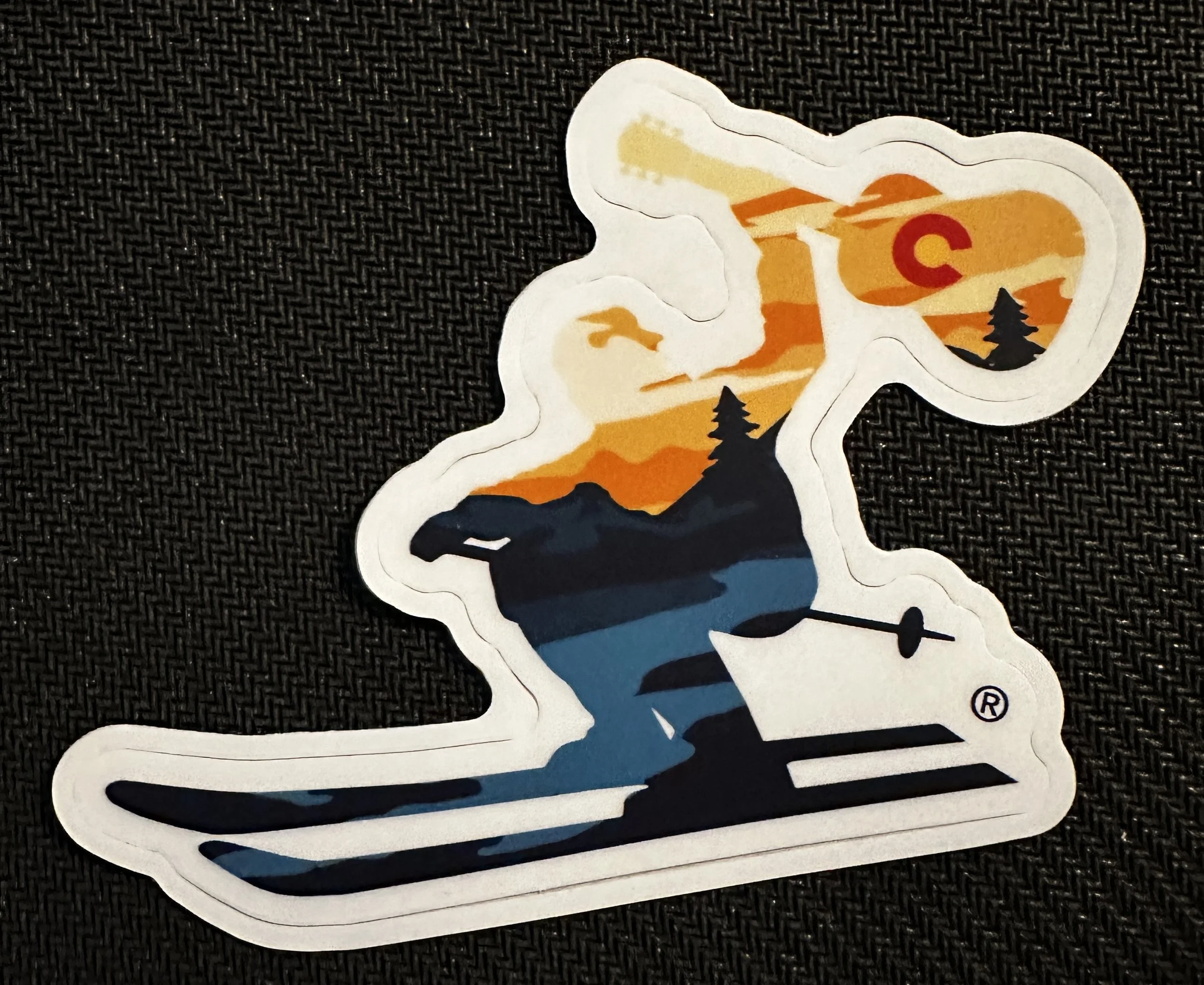 Official Skier/Guitar Logo Mountain Scene Decal