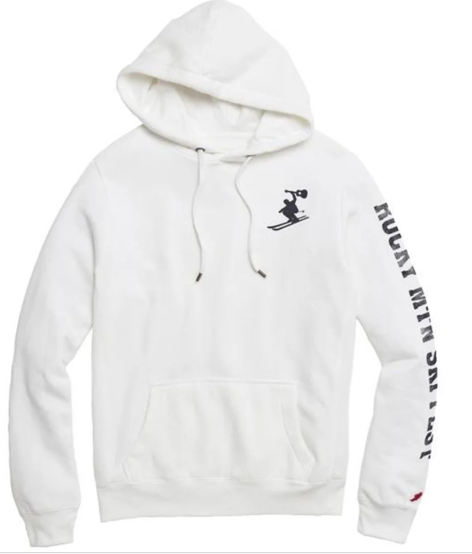 Skier/Guitar Vintage White Hoodie