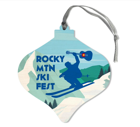 Rocky Mtn Ski Fest Bulb Wooden Ornament