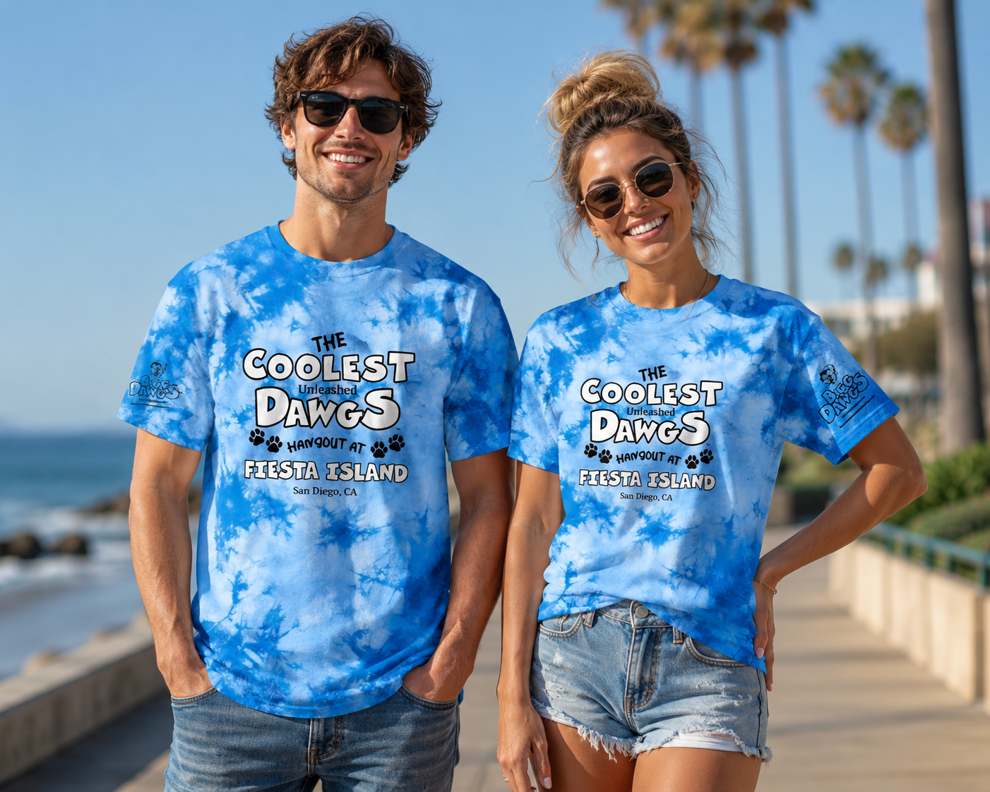 Coolest Dawgs Blue Tie-Dye T-Shirt