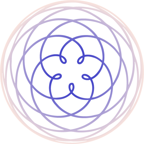 Abstract digital art with concentric circular patterns in shades of blue and purple, radiating from the center.