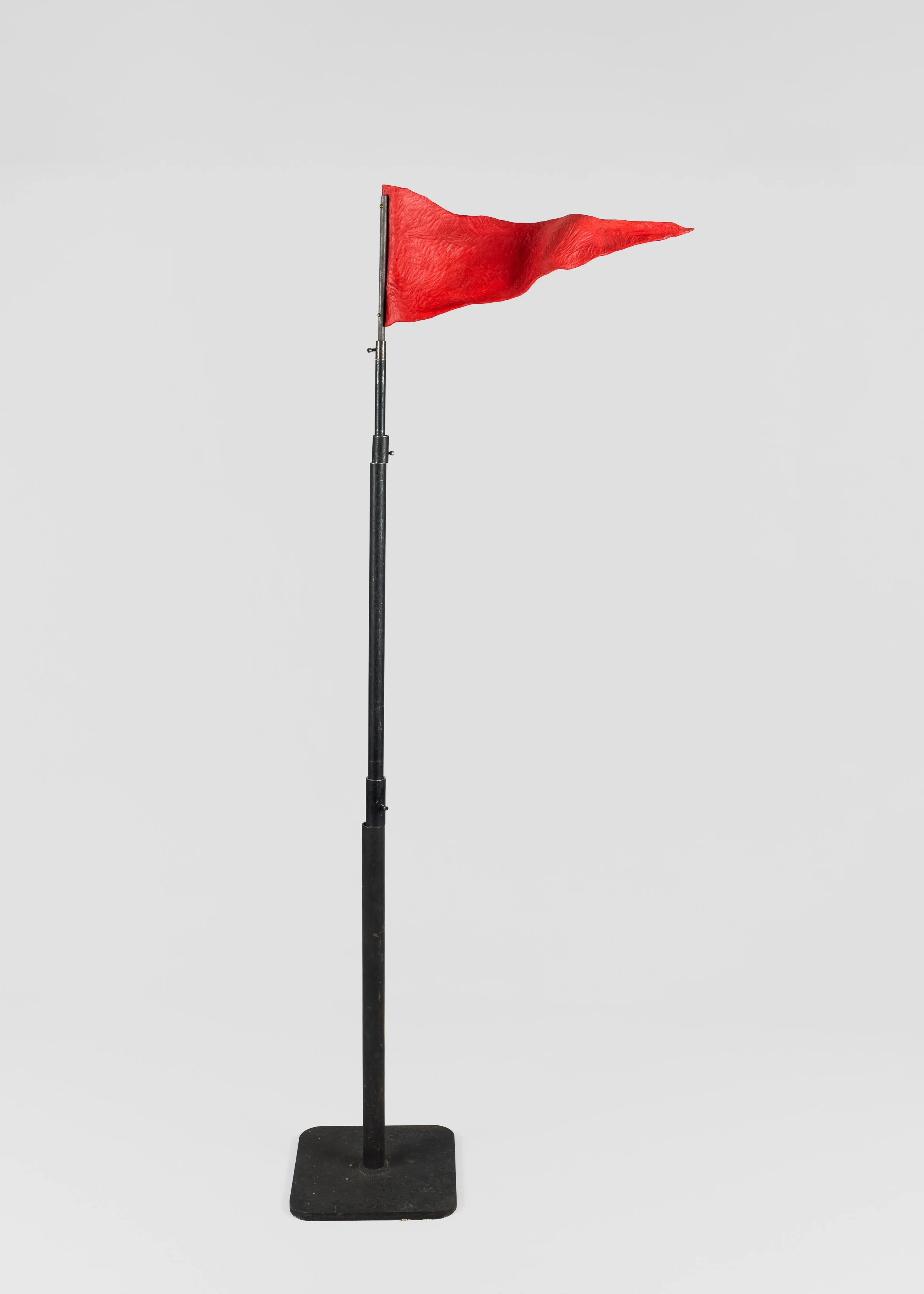 Second (paper flag), carved and painted wood on steel, 66 x 28 x 6 in, 2025
