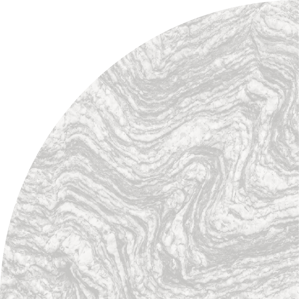 Brand asset: a solid quarter circle-shaped vector icon, with a white tinted, reduced opacity, gneiss rock pattern within the shape