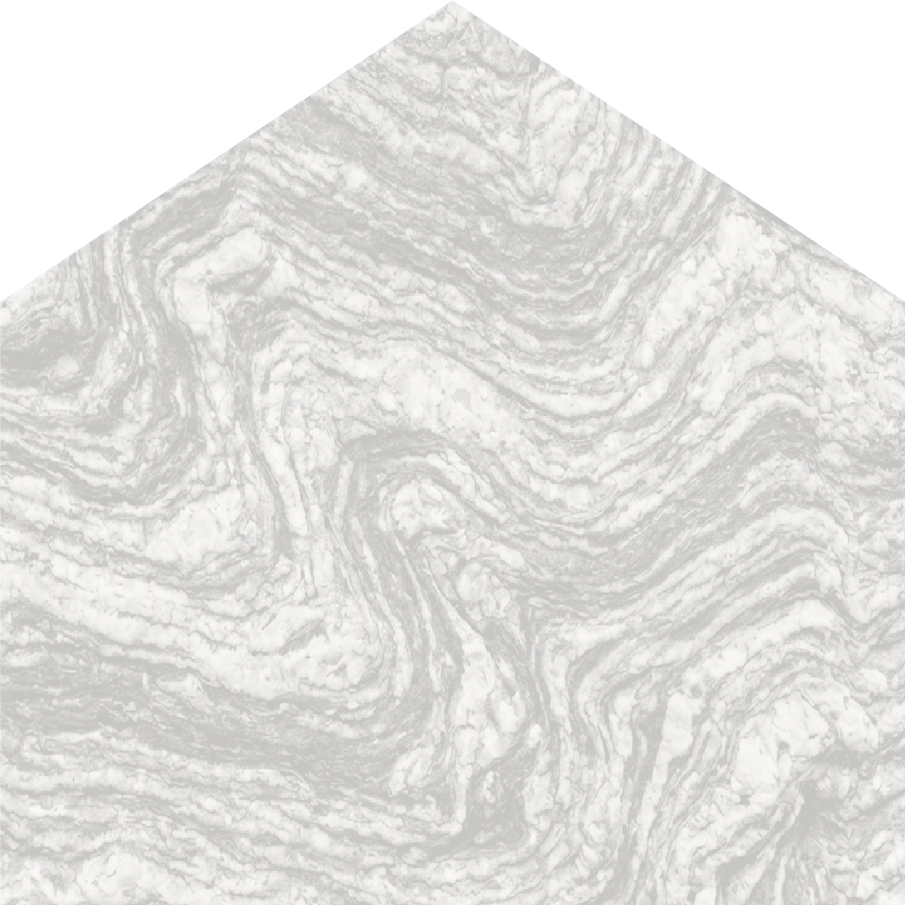 Brand asset: a solid house-shaped vector icon, with a white tinted, reduced opacity, gneiss rock pattern within the shape