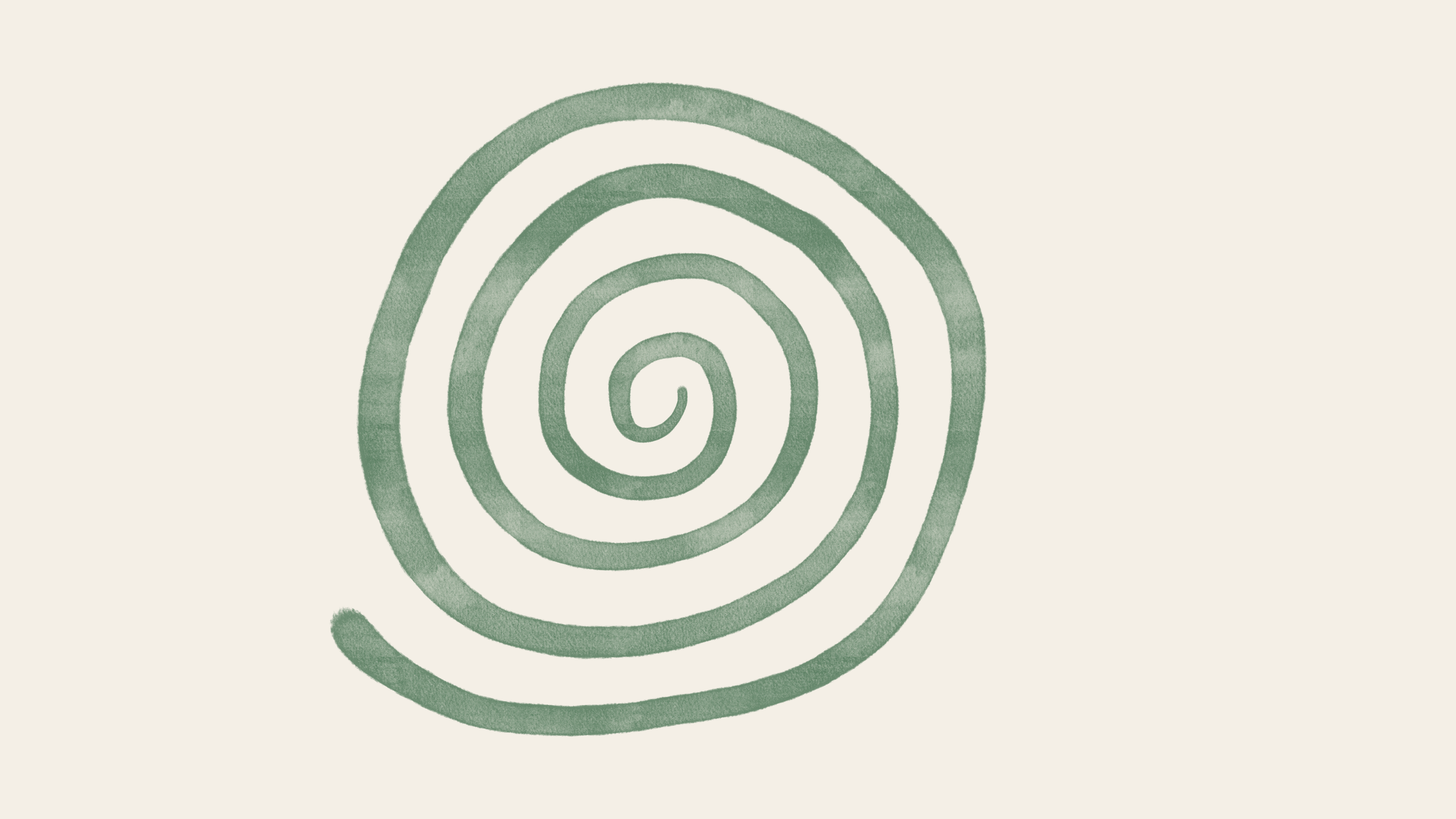 Un motif en spirale de couleur vert sauge sur fond beige