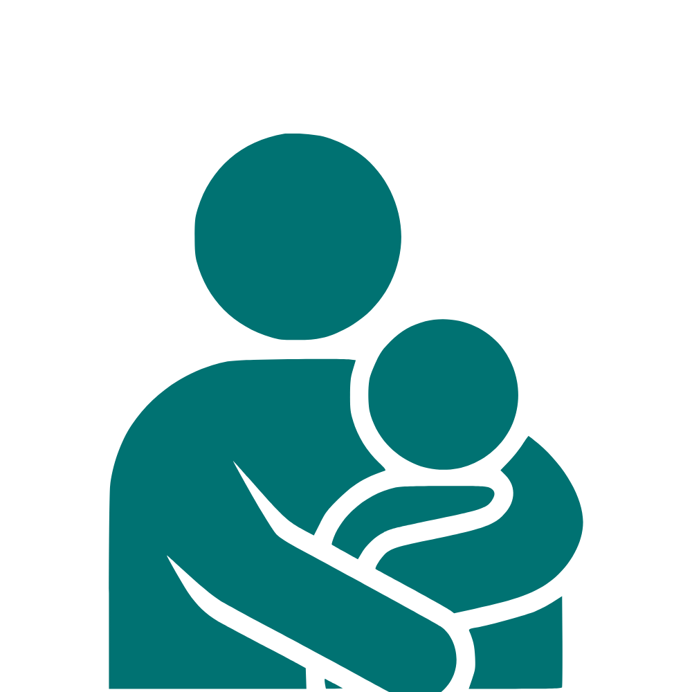 Icon of a person holding a baby in their arms.