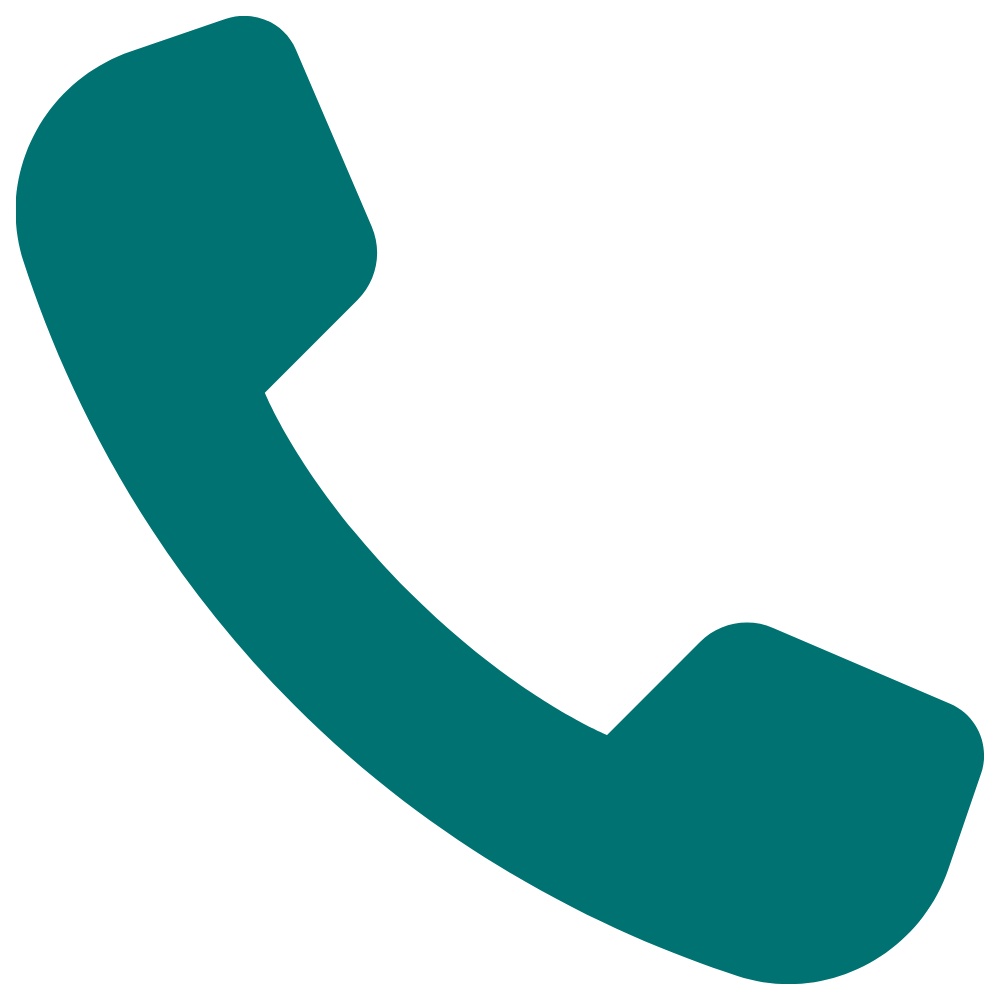 Icon of a teal phone receiver.