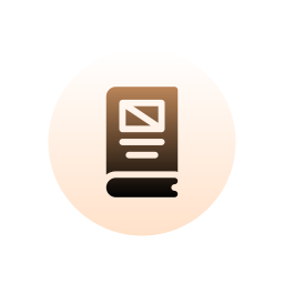 Icon of an e-book or digital reading device with a book at the bottom