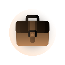 A brown briefcase with black handles and a clasp, viewed from the top.