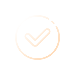 A gold checkmark inside a gold circle on a white background.