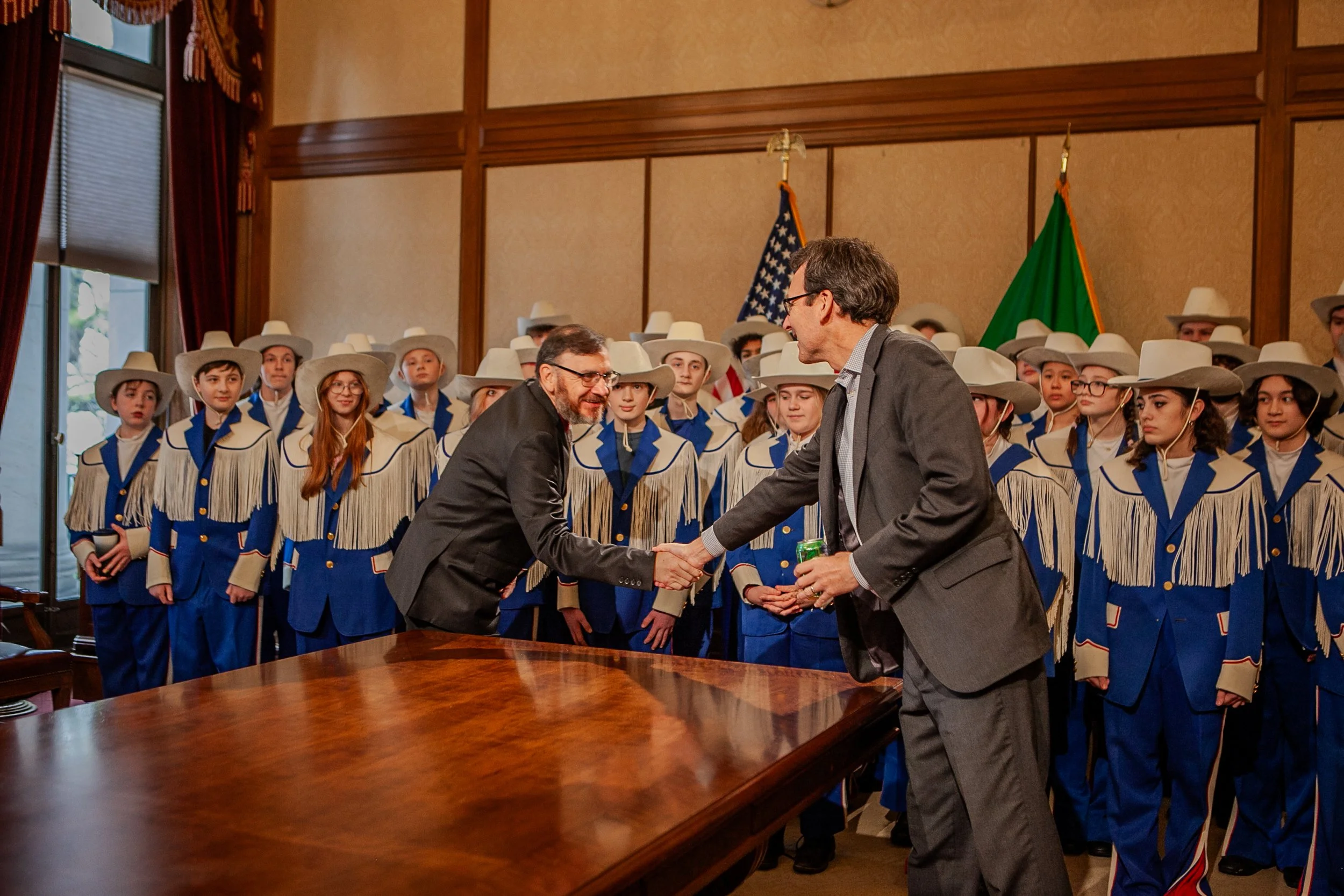 Conductor Daniel Ferland and Washington Governor Bob Ferguson