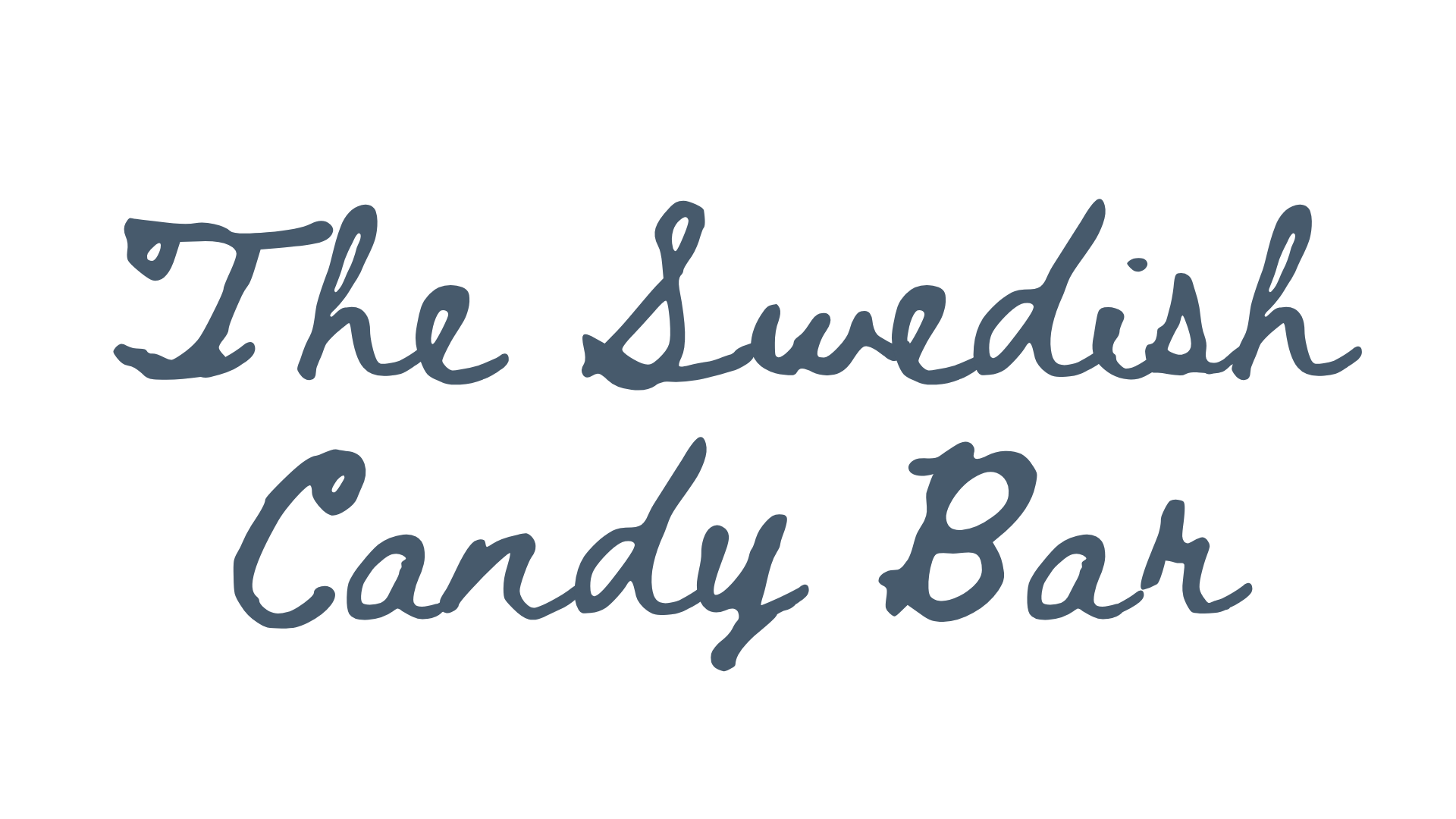 Hand-lettered text saying "The Lushik Candy Bar" in cursive font with a dark background.