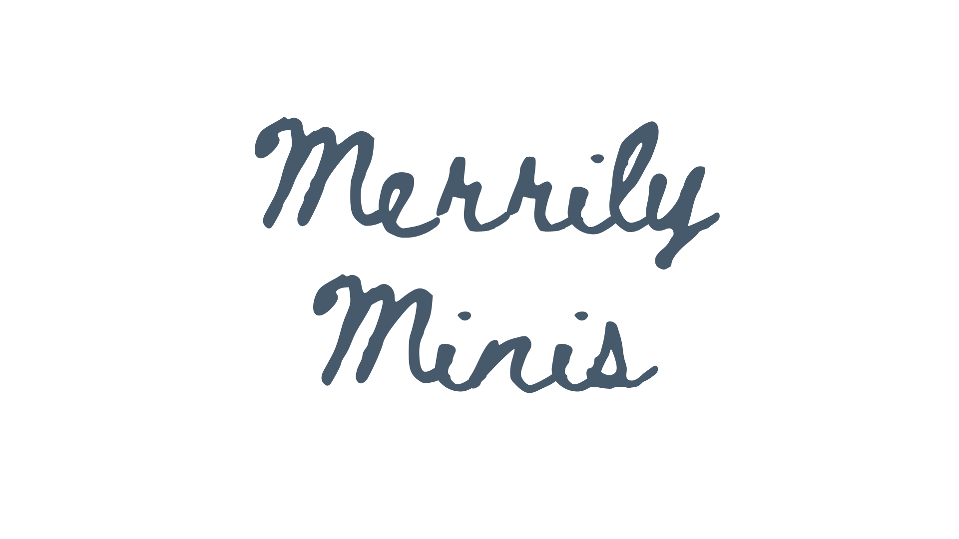 Text saying 'Merry & Minimal' in a dark script font on a white background.
