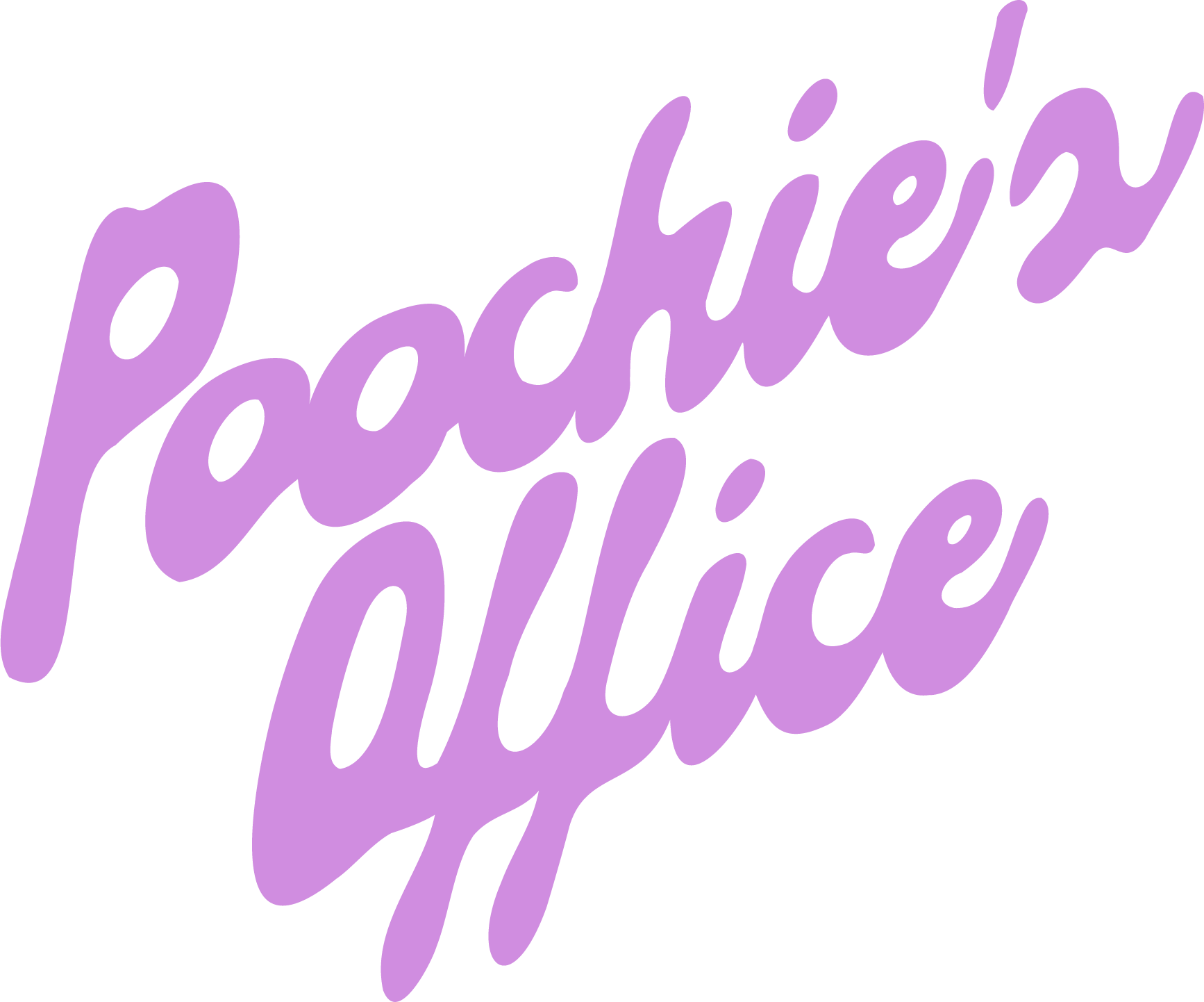 Purple handwritten style text reading "Podding Nice" on a black background.