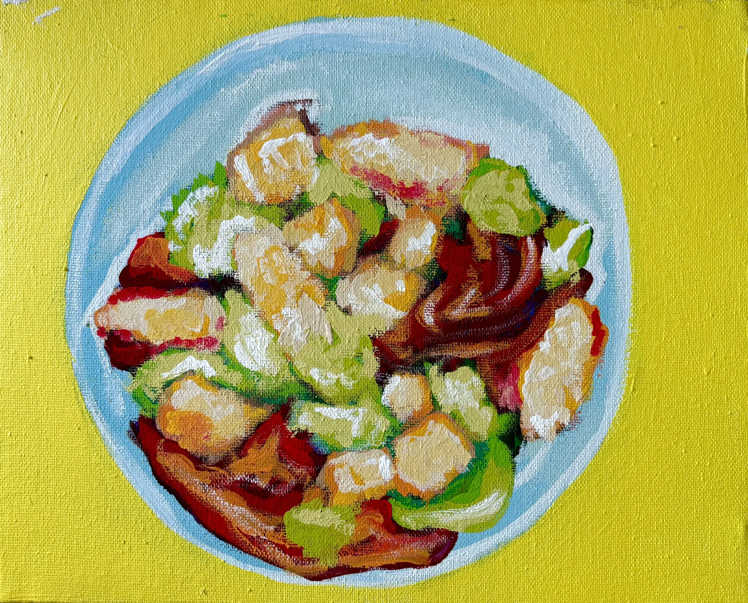 Salad II, 2025. Gouache on stretched canvas, (8in x 10in)