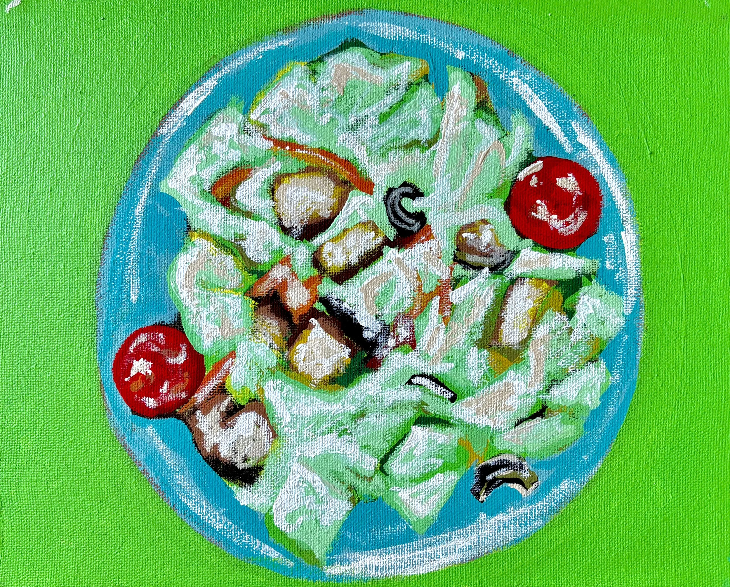 Salad III, 2025. Gouache on stretched canvas, (8in x 10in)