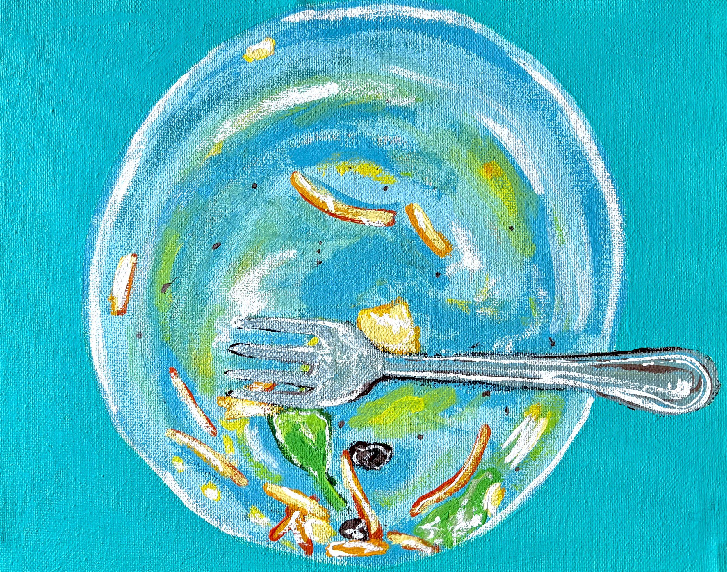 Salad IV, 2025. Gouache on stretched canvas, (8in x 10in)
