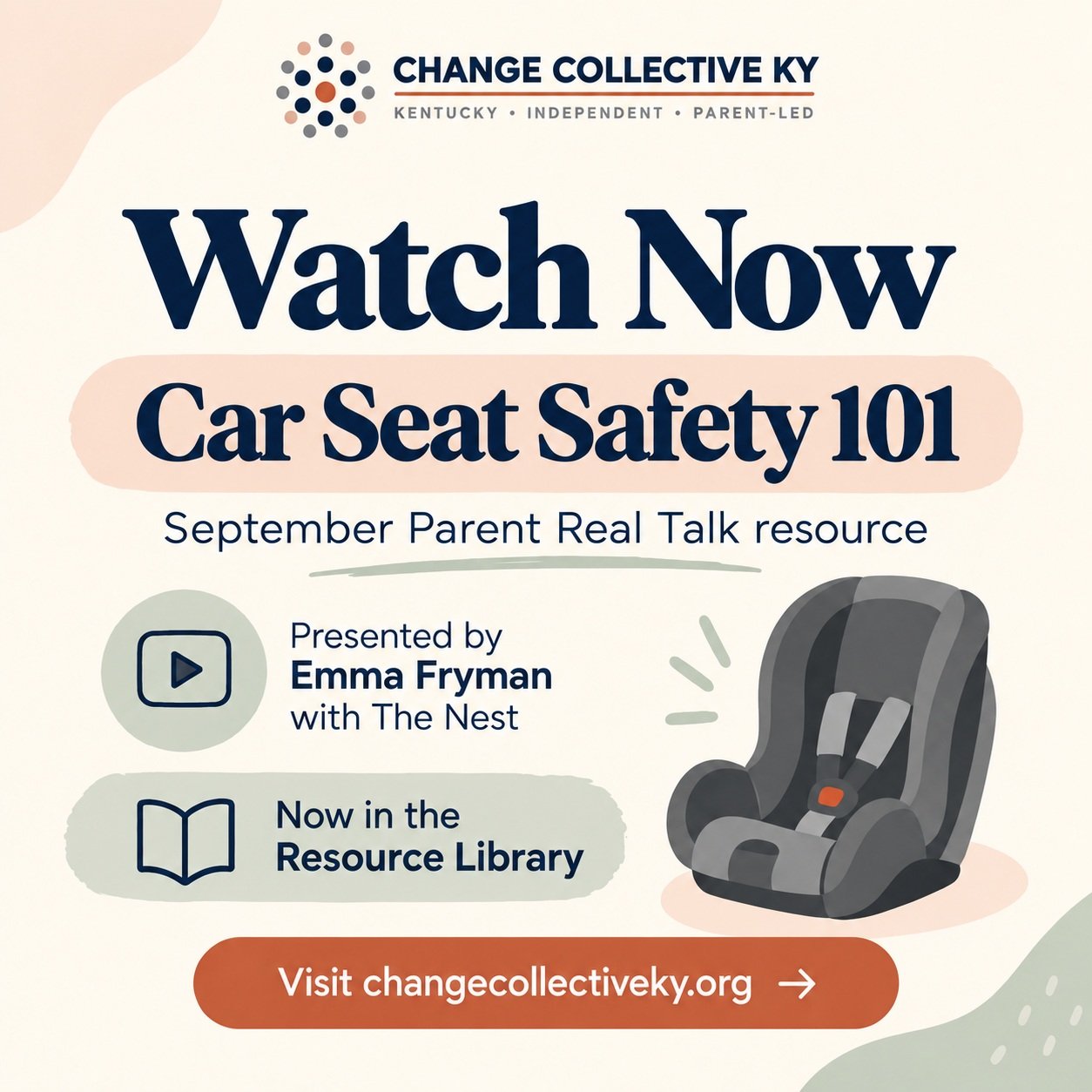 🚗 Car Seat Safety 101 is now in the Parent Real Talk Resource Library.

Missed September&rsquo;s session? You can still watch the full video from Emma Fryman with The Nest anytime.

Car seats. Boosters. Installation. What families actually need to k