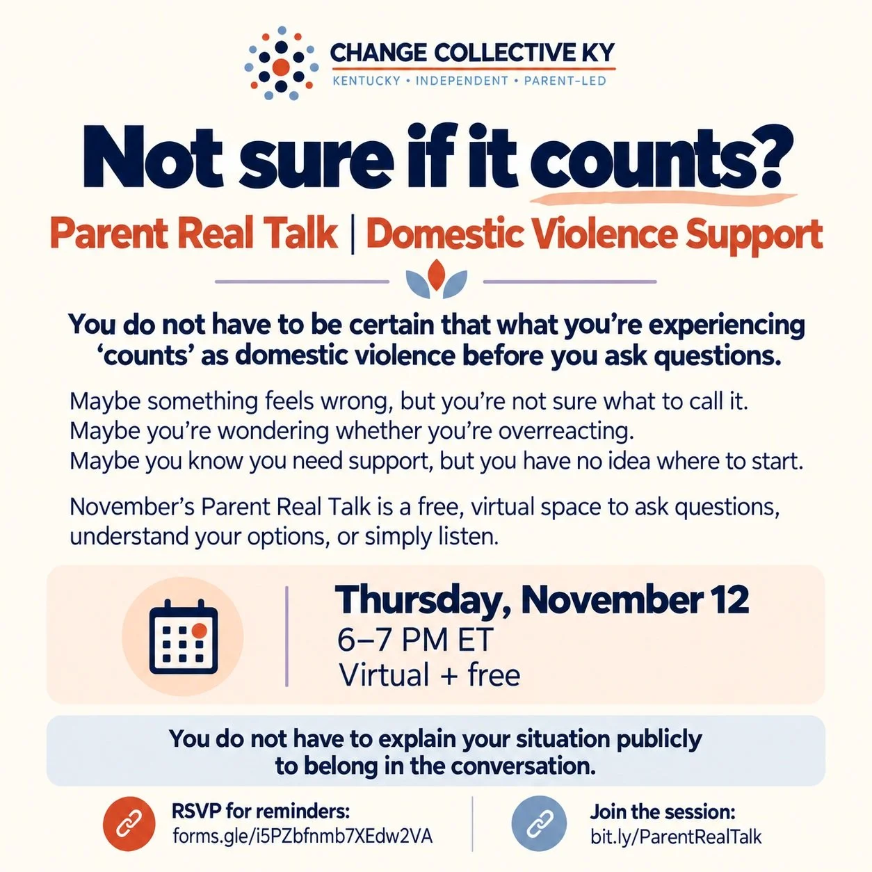 You do not have to be certain that what you&rsquo;re experiencing &ldquo;counts&rdquo; as domestic violence before you ask questions.

Maybe something feels wrong, but you&rsquo;re not sure what to call it.

Maybe you&rsquo;re wondering whether you&r