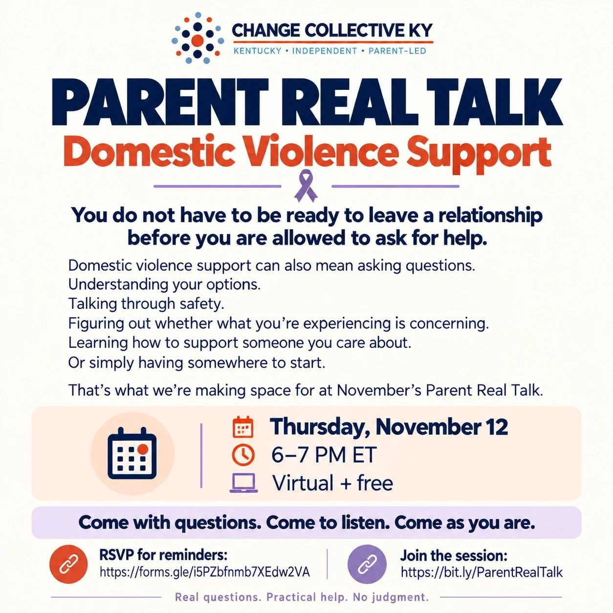 You do not have to be ready to leave a relationship before you are allowed to ask for help.

Domestic violence support can also mean asking questions.

Understanding your options. 
Talking through safety. 
Figuring out whether what you&rsquo;re exper