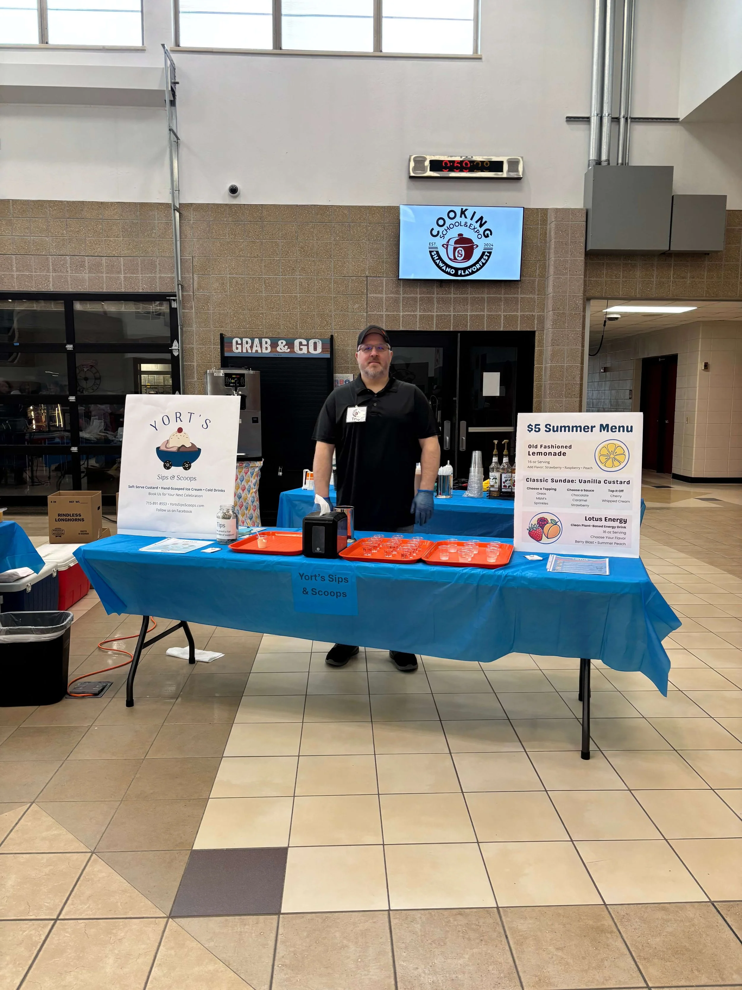 Yort’s Sips & Scoops mobile ice cream vendor booth at a Northern Wisconsin community event
