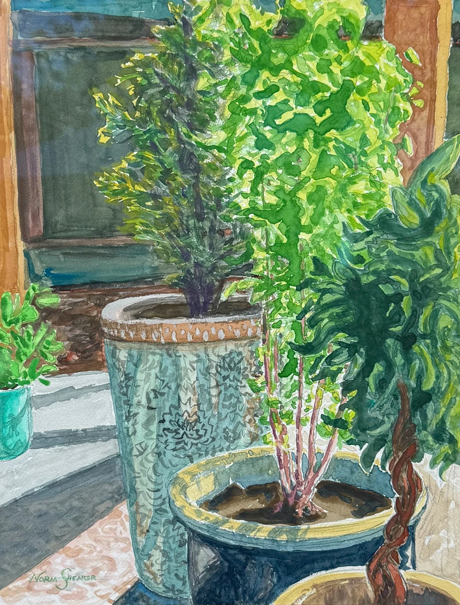 "Sunrise in the Shed" 11 x 14, 16.5 x 19.5 framed, museum glass, Watercolor on 140 lb. Arches, $900