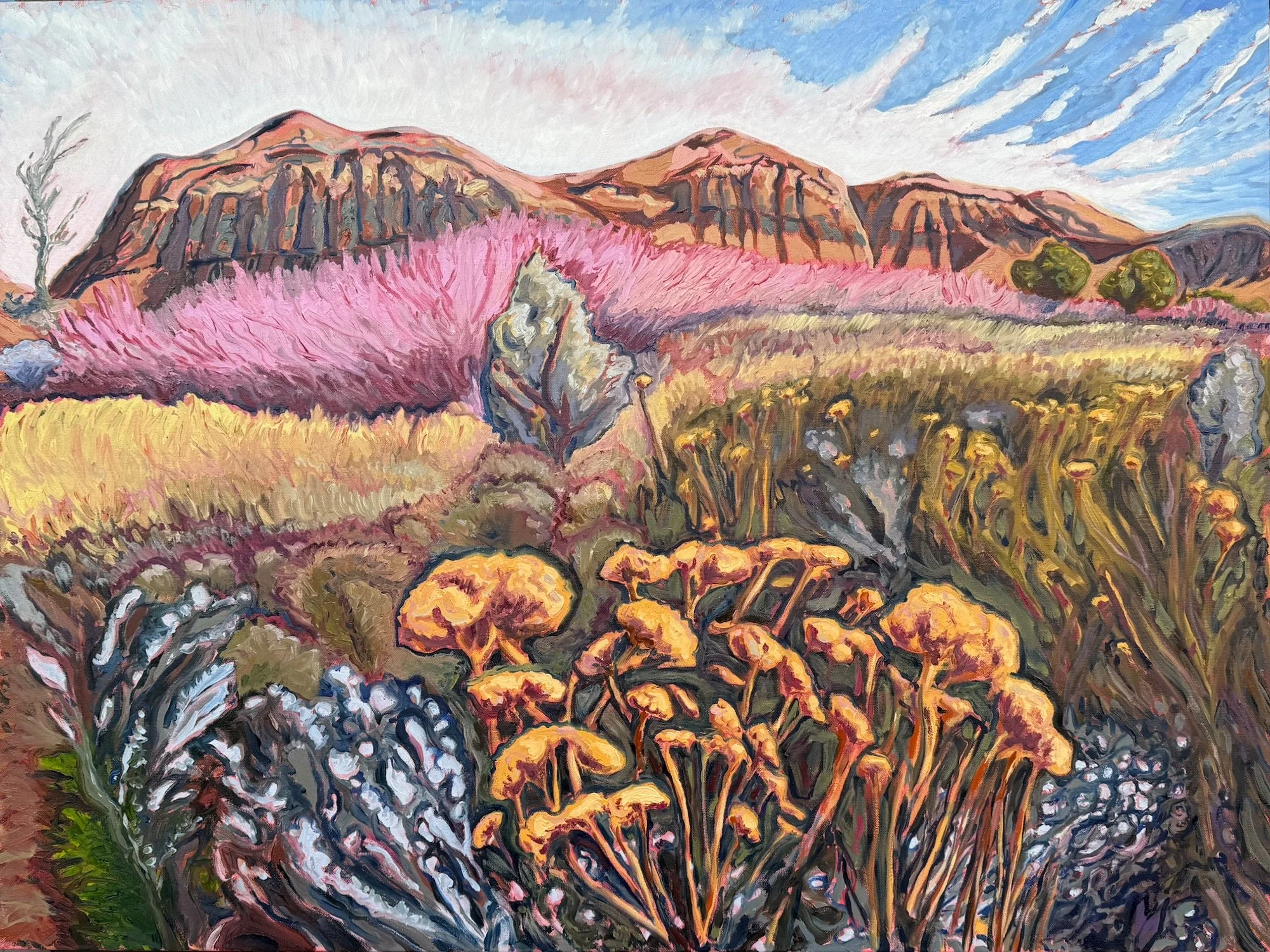 "The Dogwoods of Abiquiu" 40 x 30, Oil on Canvas, Corporate Collection 